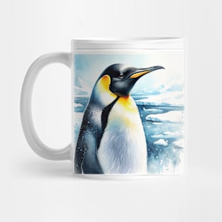 Antarctic Elegance: Emperor Penguin Watercolor Mug